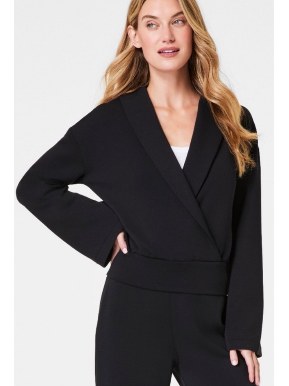 Spanx AirEssentials Shawl Collar Wrap Top Black